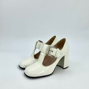 Miu Miu White Patent Leather Mary Jane High Heels Size 36 With Square Toe & 95mm